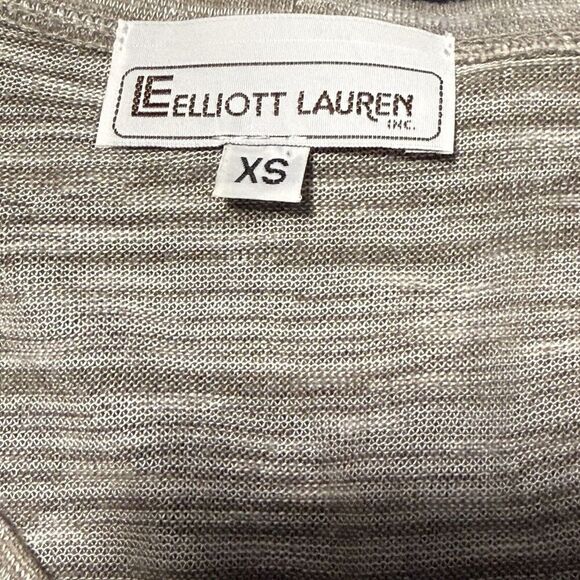 Elliott Lauren Cardigan Sweater Set Tan Pattern Button Up & Tank Sz XS - Picture 4 of 6